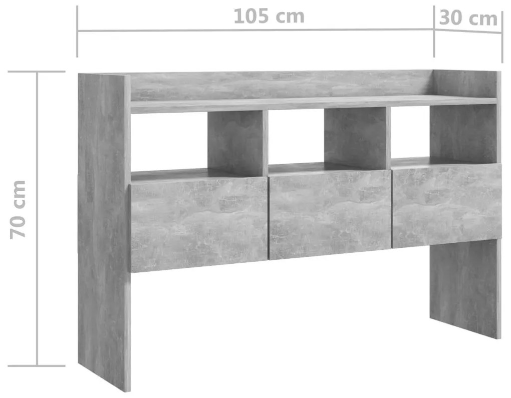 Μπουφές Γκρι Σκυροδέματος 105 x 30 x 70 εκ. από Επεξ. Ξύλο - Γκρι