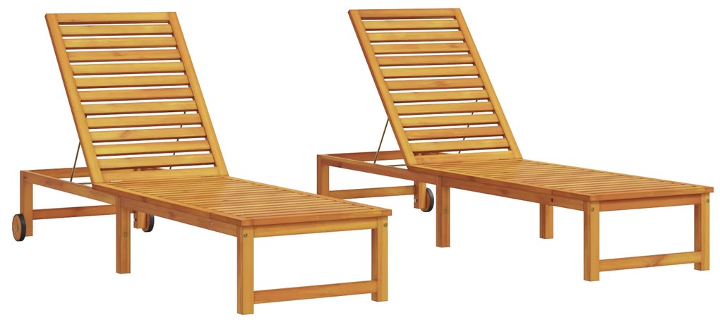vidaXL Ξαπλώστρα 2 pcs Καφέ 53 x 202 x 89εκ Μασίφ ξύλο ακακίας