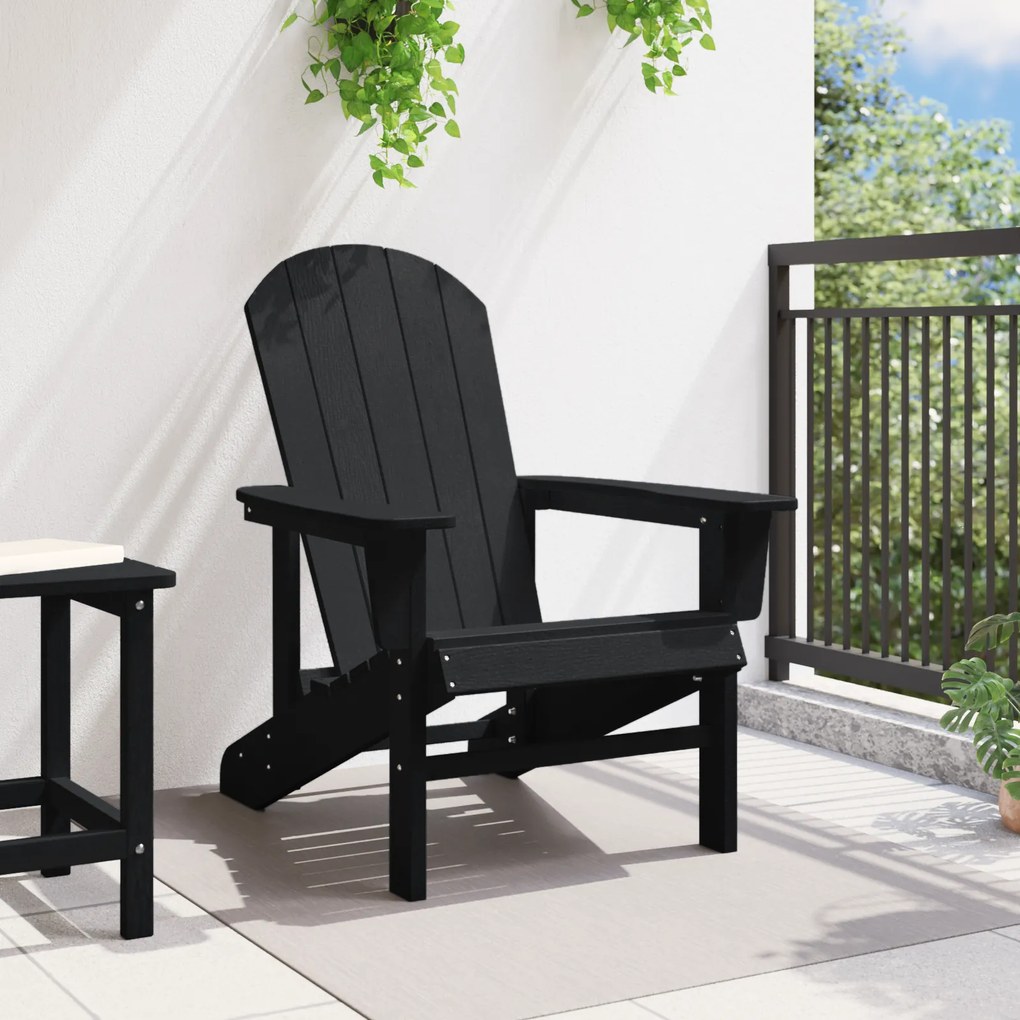 vidaXL Καρέκλα Adirondack Μαύρη 74x82x91 εκ. HDPE