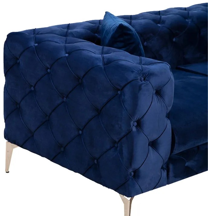 Καναπές 3θέσιος PWF-0579 pakoworld τύπου Chesterfield ύφασμα μπλε 237x90x73εκ