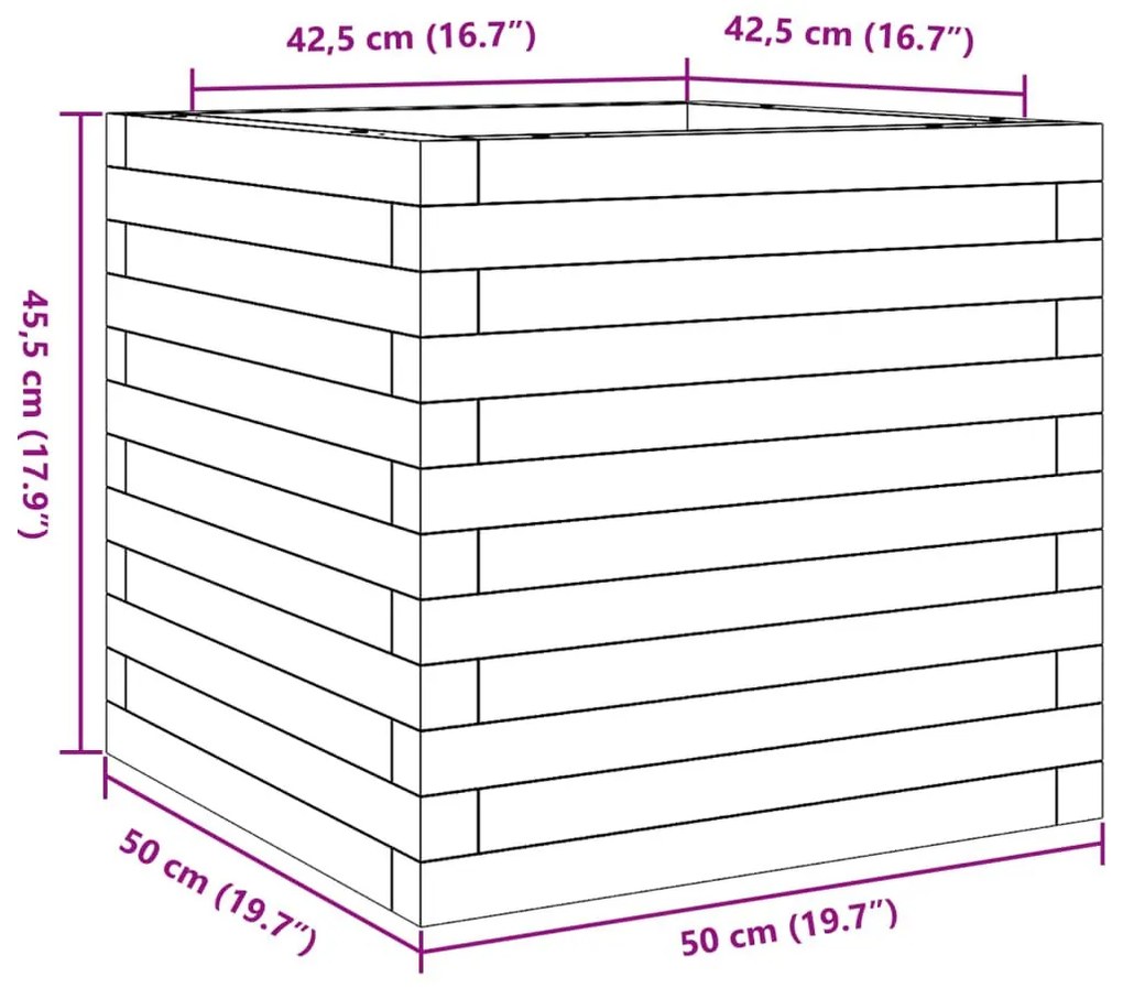 Ζαρντινιέρα Κήπου 50x50x45,5 εκ. από Εμποτισμένο Ξύλο Πεύκου - Καφέ