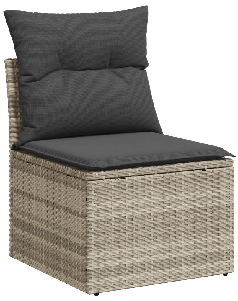 vidaXL 10 Piece Garden Sofa Set με Μαξιλάρια Ανοιχτό Γκρι Πολυ Ρατάν