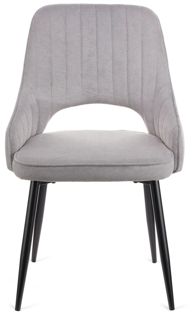 Καρέκλα Tiate γκρι μπουκλέ ύφασμα-πόδι μαύρο μέταλλο 47x51x83