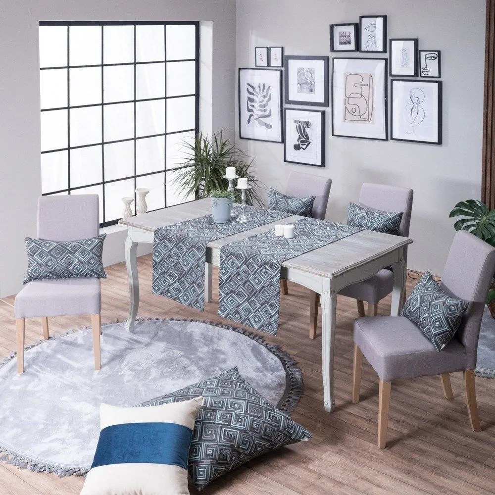 Τραβέρσα Santos 04 Grey Teoran 40x160 Acrylic,Cotton,Polyester