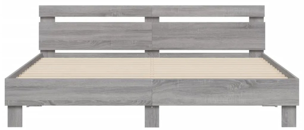 vidaXL Πλαίσιο Κρεβατιού με Κεφαλάρι Γκρι Sonoma 160x200εκ. Επεξ. Ξύλο