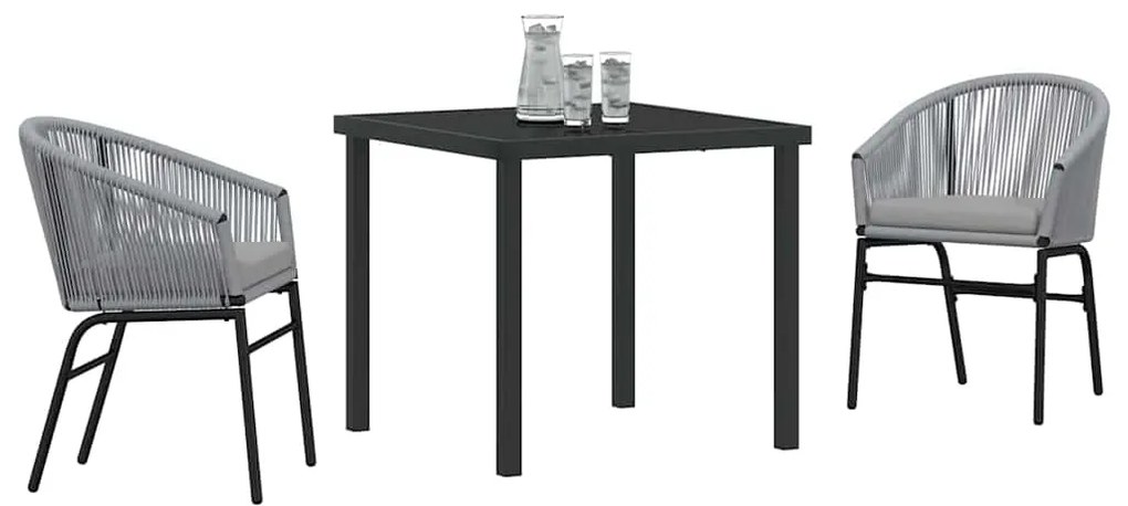 vidaXL Σέτ φαγητού για κήπο 3 pcs Ανθρακί Χάλυβας με επίστρωση πούδρας
