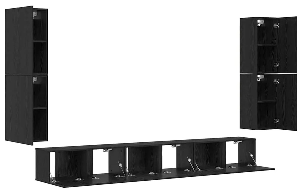 vidaXL Σετ επίπλου τηλεόρασης 5 pcs Μαύρη δρυς Επεξεργασμένο ξύλο