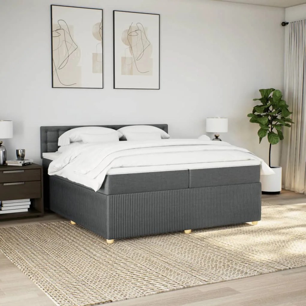 ΚΡΕΒΑΤΙ BOXSPRING ΜΕ ΣΤΡΩΜΑ ΣΚΟΥΡΟ ΓΚΡΙ 200X200 ΕΚ. ΥΦΑΣΜΑΤΙΝΟ 3289878