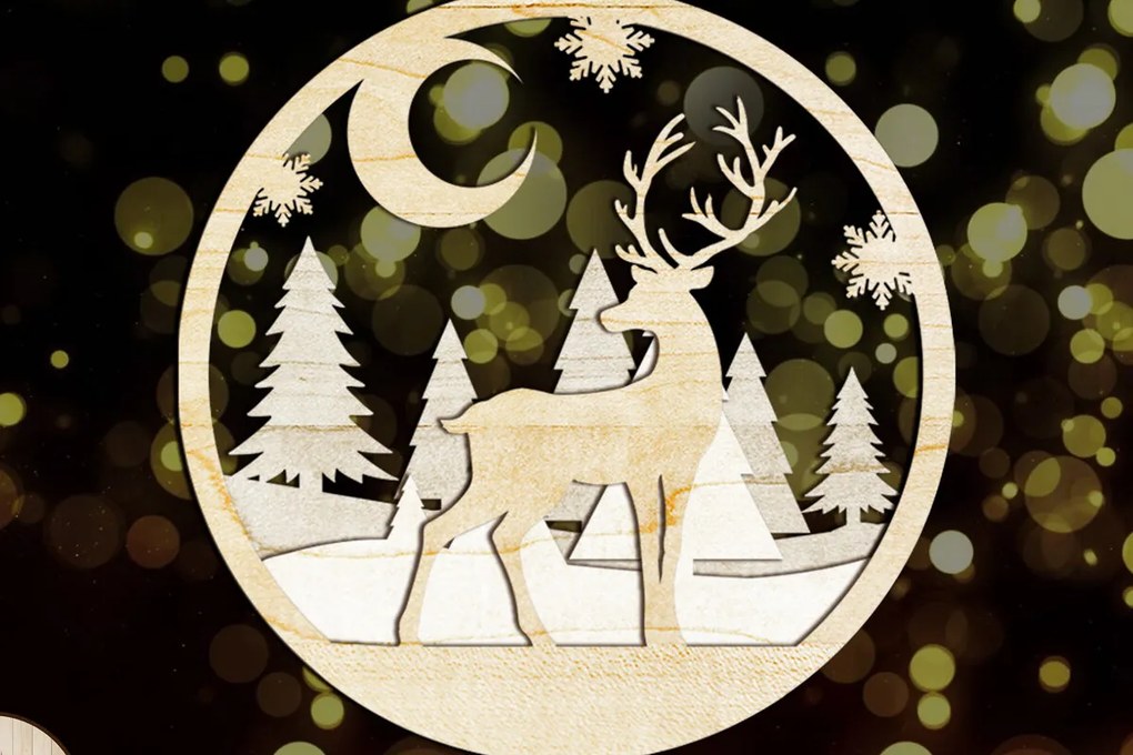 Σετ των 3 Intra απο ξύλο plywood 3mm-4mm πάχος - Χριστουγεννιάτικο Δέντρο Ελάφια Παιχνίδι, Στολίδι  Δίασταση 4x4 cm INTRAFABR-84234353