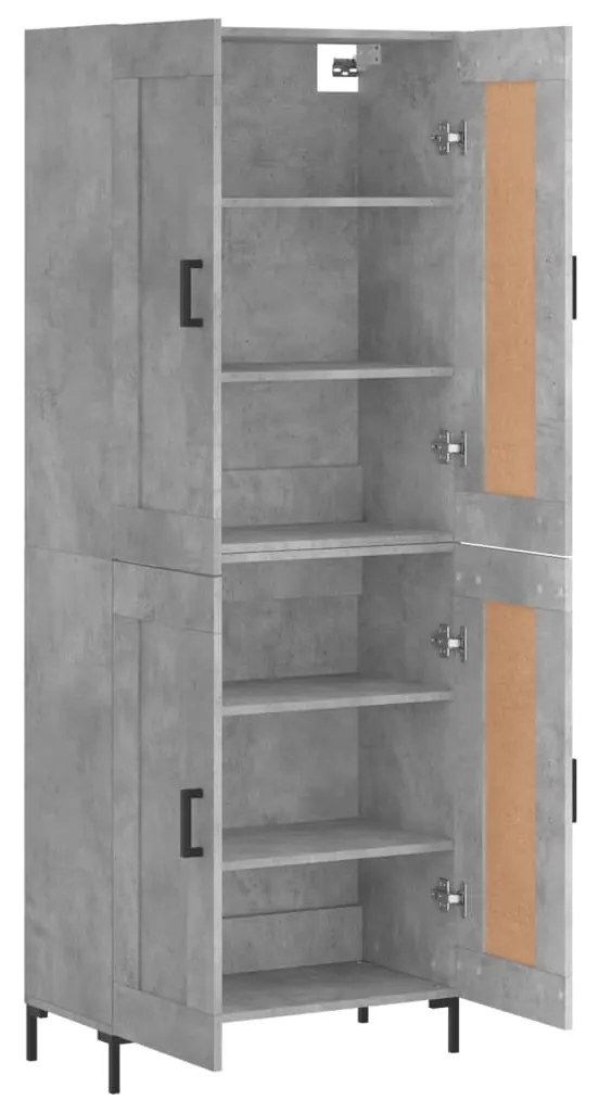 vidaXL Ντουλάπι Γκρι Σκυροδέματος 69,5x34x180 εκ. Επεξεργασμένο Ξύλο