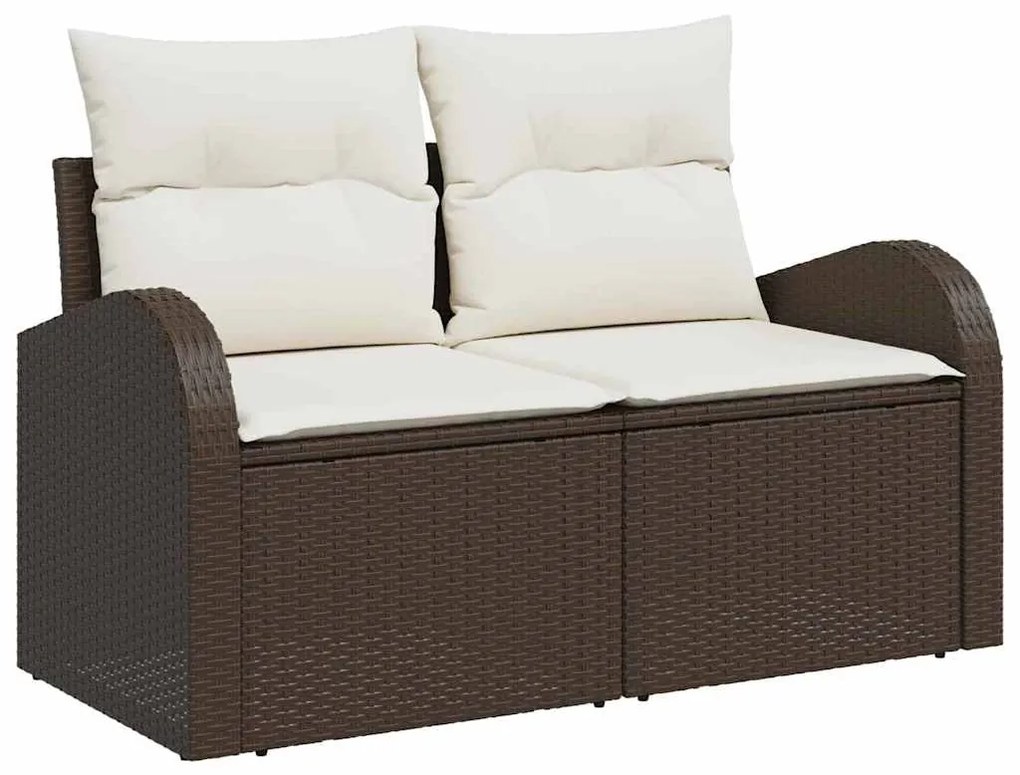vidaXL 9 κομμάτια Garden Sofa Set με μαξιλάρια σε καφέ χρώμα, πολυάκανθος.