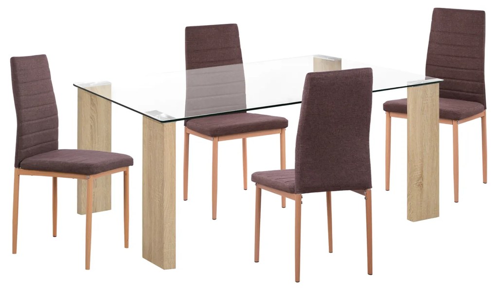 ΣΕΤ ΤΡΑΠΕΖΑΡΙΑΣ 5ΤΜΧ LADY HM11595 ΓΥΑΛΙ--ΜΕΤΑΛΛΟ--MDF ΣΕ SONAMA & ΚΑΦΕ ΥΦΑΣΜΑ