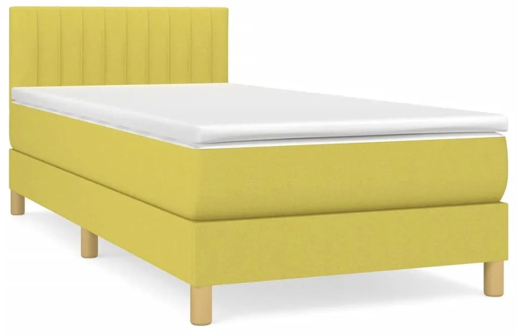 Κρεβάτι Boxspring με Στρώμα Πράσινο 100 x 200 εκ. Υφασμάτινο - Πράσινο