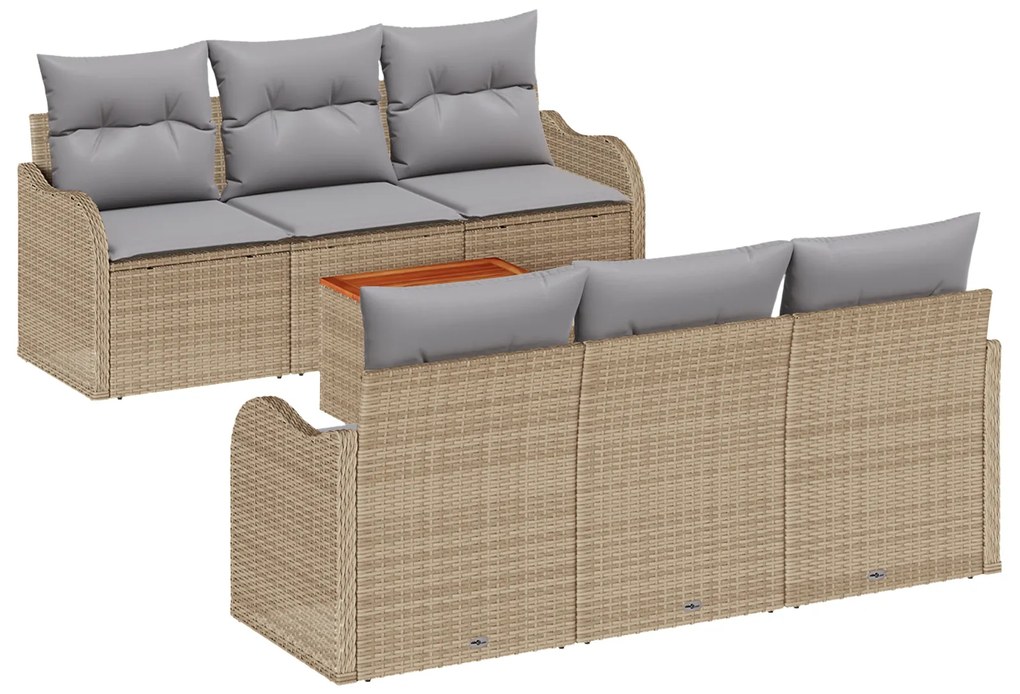 vidaXL Σετ Καναπέ Κήπου 7 pcs Μπεζ, ανοιχτό γκρι Μεγάλο Ρατάν