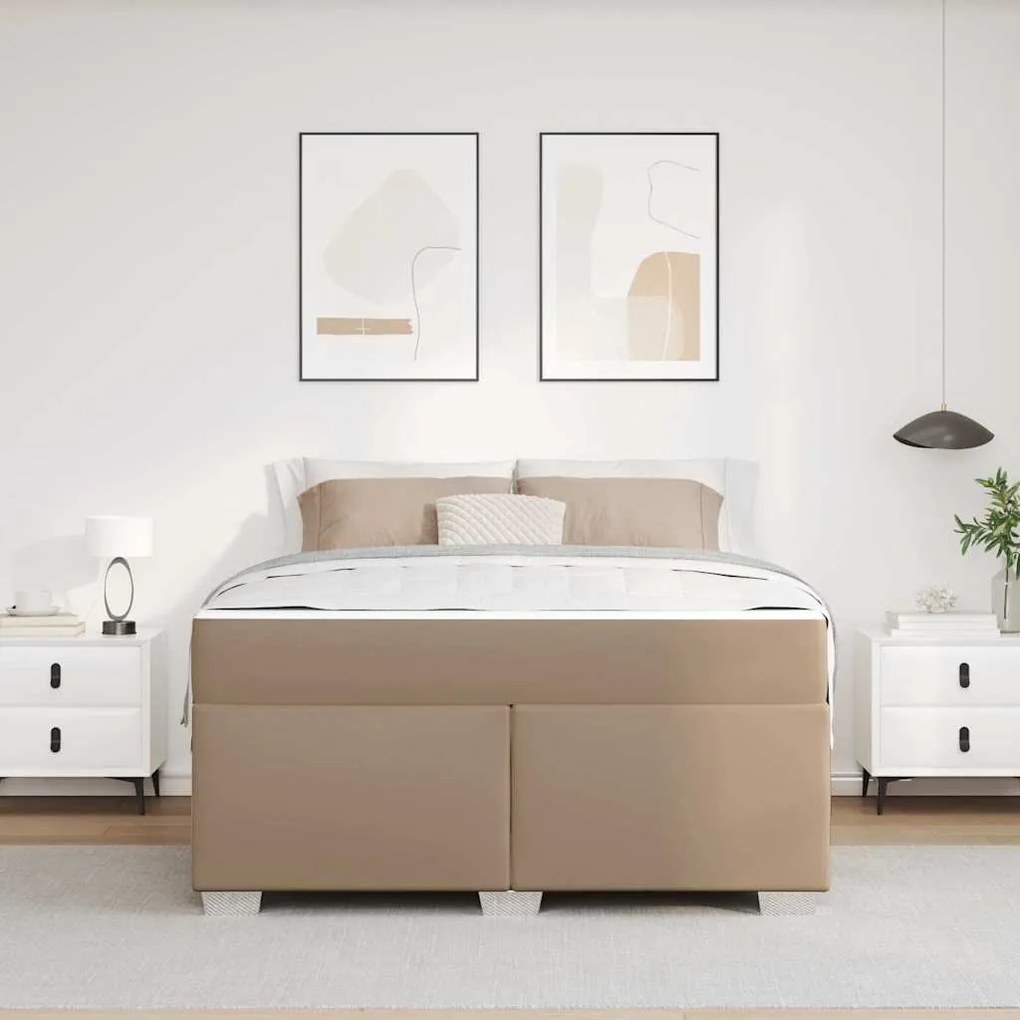 vidaXL Σκελετός Κρεβατιού Άλλο Καπουτσίνο 140 x 200 cm Τεχνητό δέρμα