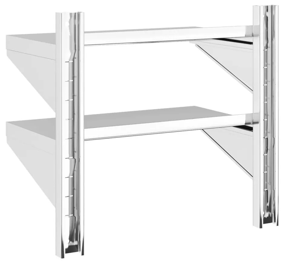Ράφι Τοίχου 2 Επιπ. Ασημί 50x30x48 εκ. Ανοξείδωτο Ατσάλι - Ασήμι