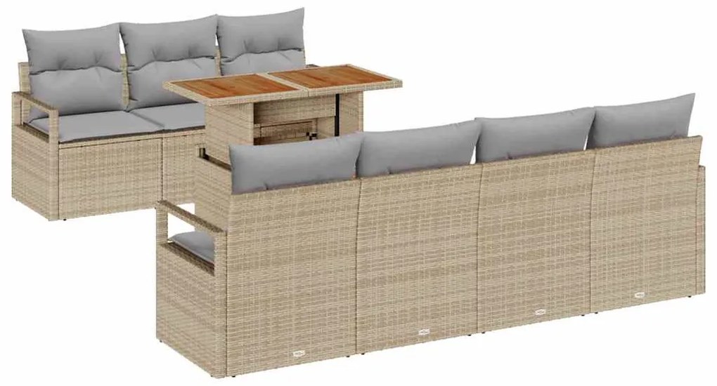 vidaXL Σετ Καναπέ Κήπου με μαξιλάρι 8 pcs Μπεζ, Γκρι 100 x 55 x 73 εκ