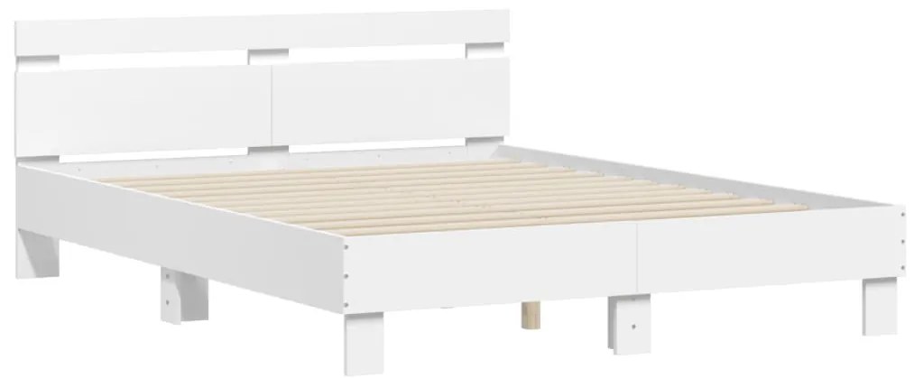 vidaXL Πλαίσιο Κρεβατιού με Κεφαλάρι/LED Λευκό 140 x 200 εκ
