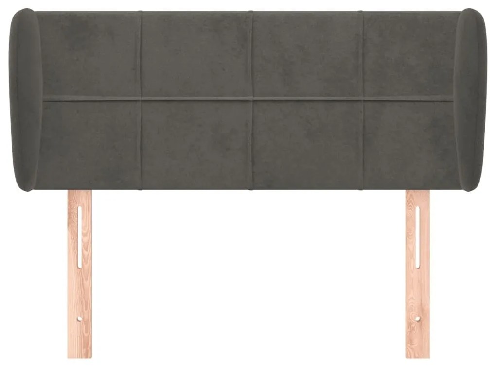 Κεφαλάρι με Πτερύγια Σκούρο Γκρι 93x23x78/88 εκ. Βελούδινο - Γκρι