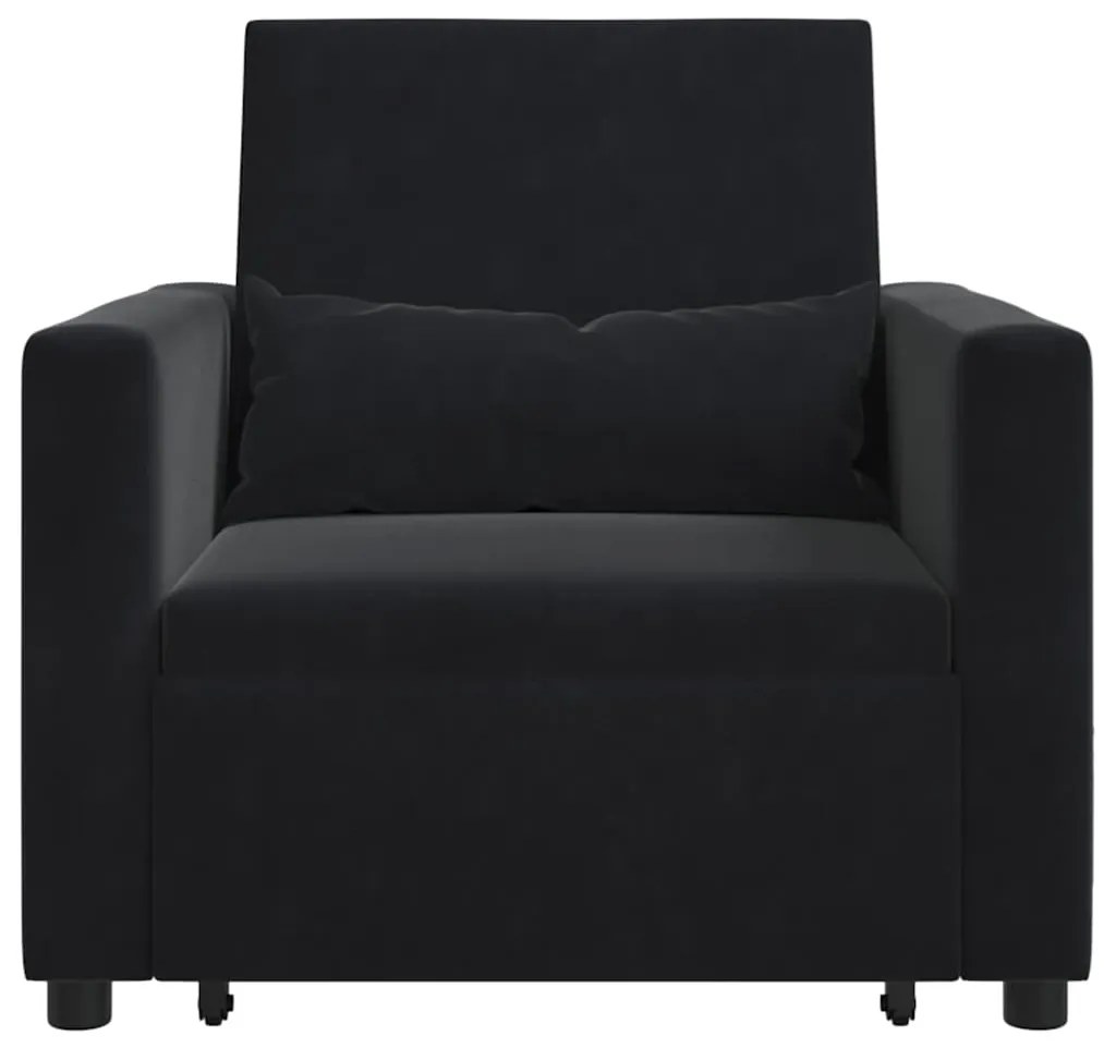 vidaXL Μονός καναπές-κρεβάτι Μαύρο 90 x 165 x 87 εκ. Βελούδο
