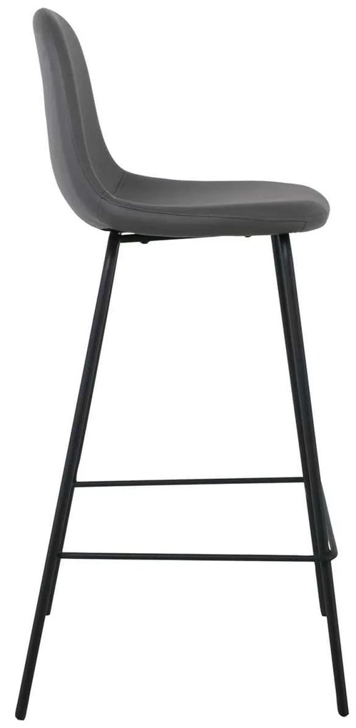 Σκαμπώ CELINA Bar Μετ.Μαύρο, Pvc Γκρι (ύψος 47x51x67/97cm (Σετ 4 ΤΕΜ)