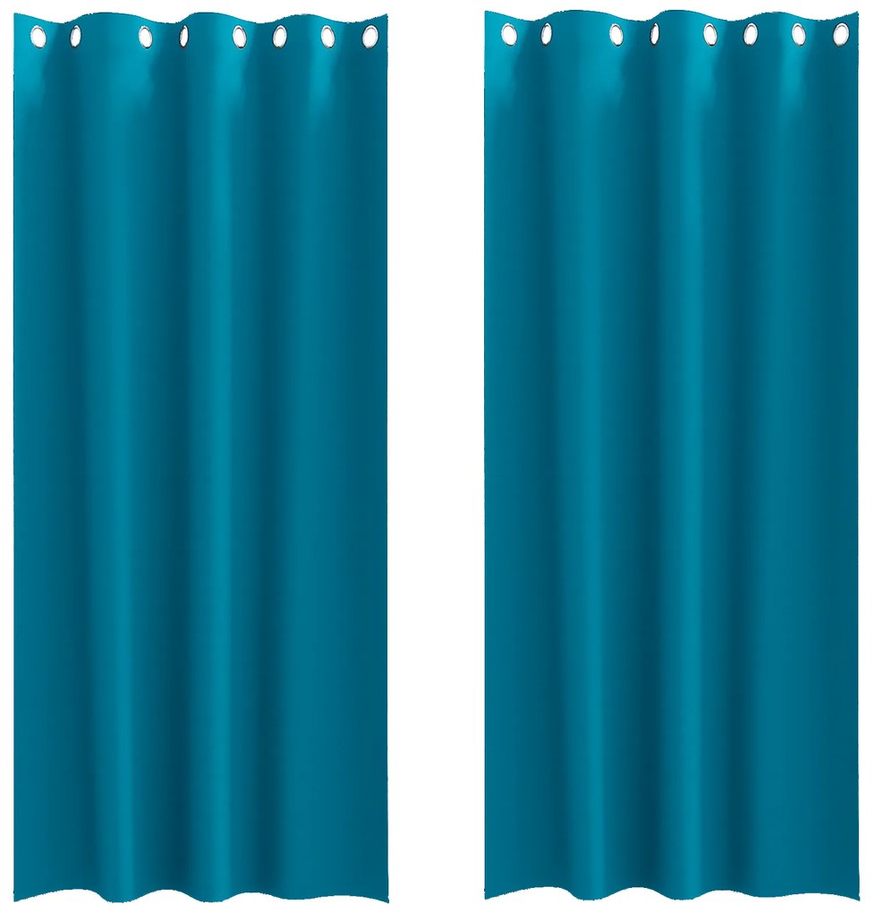 vidaXL Κουρτίνες με κουρτίνες 2 pcs Τιρκουάζ 225 x 140 εκ. Πολυεστέρας