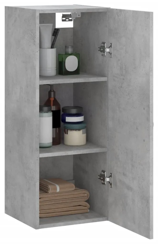 vidaXL Ντουλάπι Τοίχου Γκρι Σκυροδέματος 34,5x34x90 εκ. Επεξεργ. Ξύλο