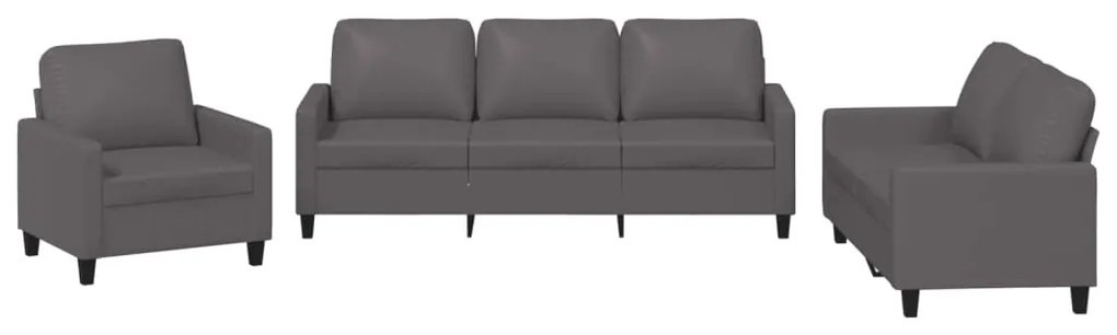 vidaXL Πολυθρόνες Σετ 3 Τεμαχίων Γκρι Συνθετικό Δέρμα με Μαξιλάρια