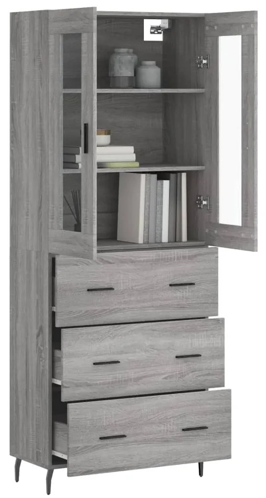 vidaXL Ντουλάπι Γκρι Sonoma 69,5 x 34 x 180 εκ. Επεξεργασμένο Ξύλο