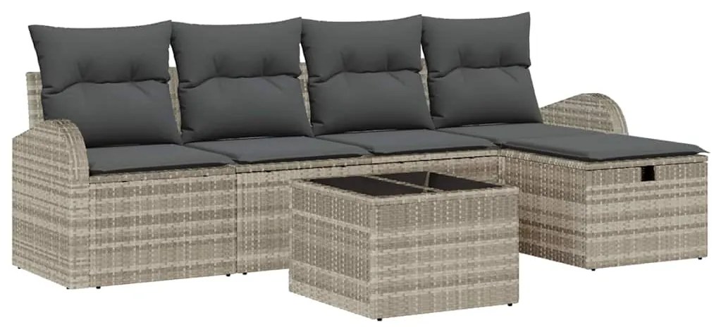 vidaXL Σετ Καναπέ με μαξιλάρι 6 pcs Ανοιχτό γκρι συνθετικό ρατάν