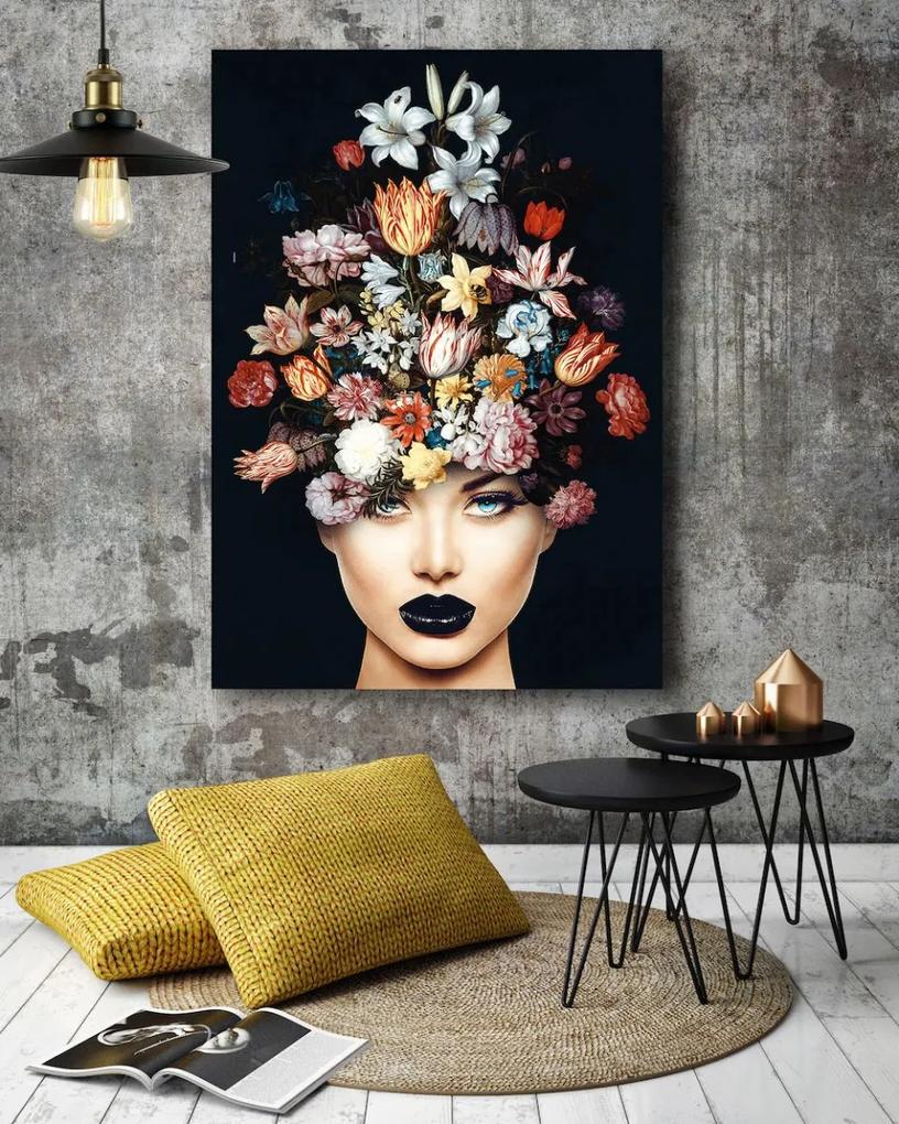 Πίνακας σε καμβά Γυναίκα με Μπουκέτο Λουλουδιών LUX18 30cm x 40cm