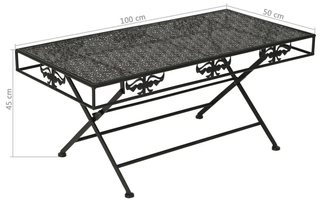 Τραπέζι Σαλονιού Πτυσσόμενο Vintage Μαύρο 100x50x45 εκ. Μέταλλο - Μαύρο