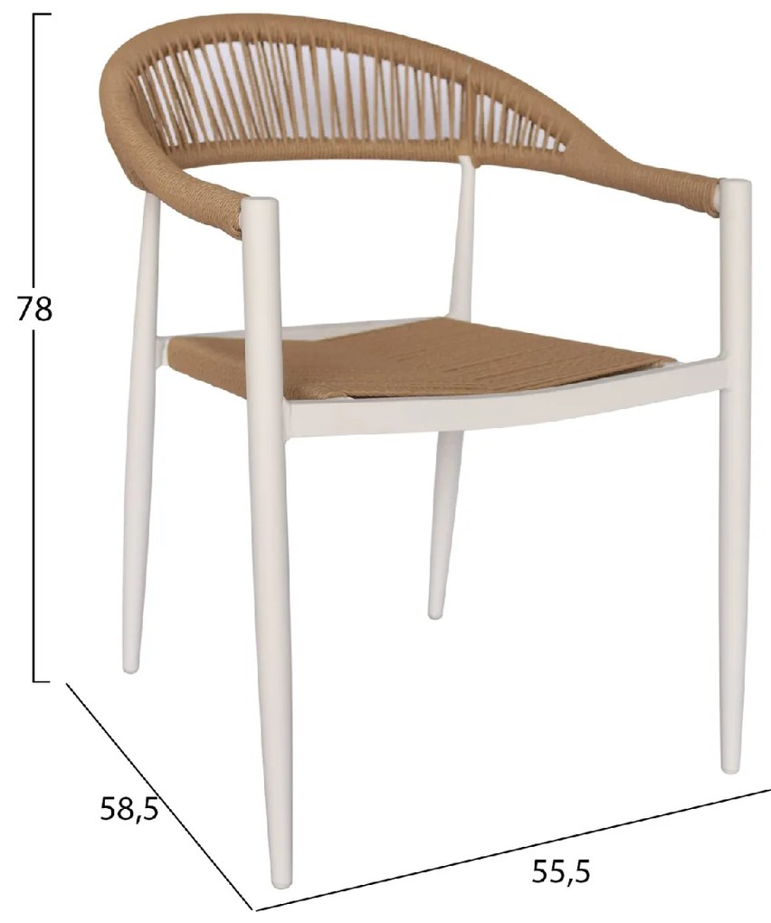 ΠΟΛΥΘΡΟΝΑ ΑΛΟΥΜΙΝΙΟΥ GRET HM5854.01 ΛΕΥΚΗ PE RATTAN ΜΠΕΖ 56x55,5x78Υεκ.