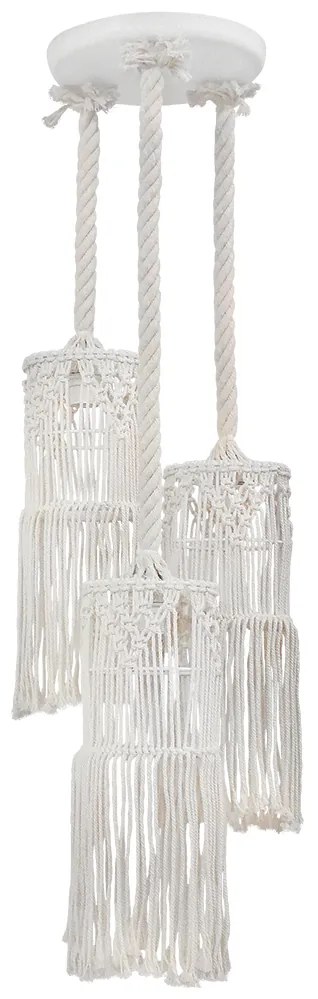 Φωτιστικό Οροφής Τρίφωτο Heronia Macrame 01 Handmade 31-1062 Rope/White