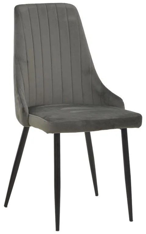 Καρέκλα Azori ανθρακί βελούδο-πόδι μαύρο μέταλλο 49x55x85εκ 2αδα 49x55x85 εκ.
