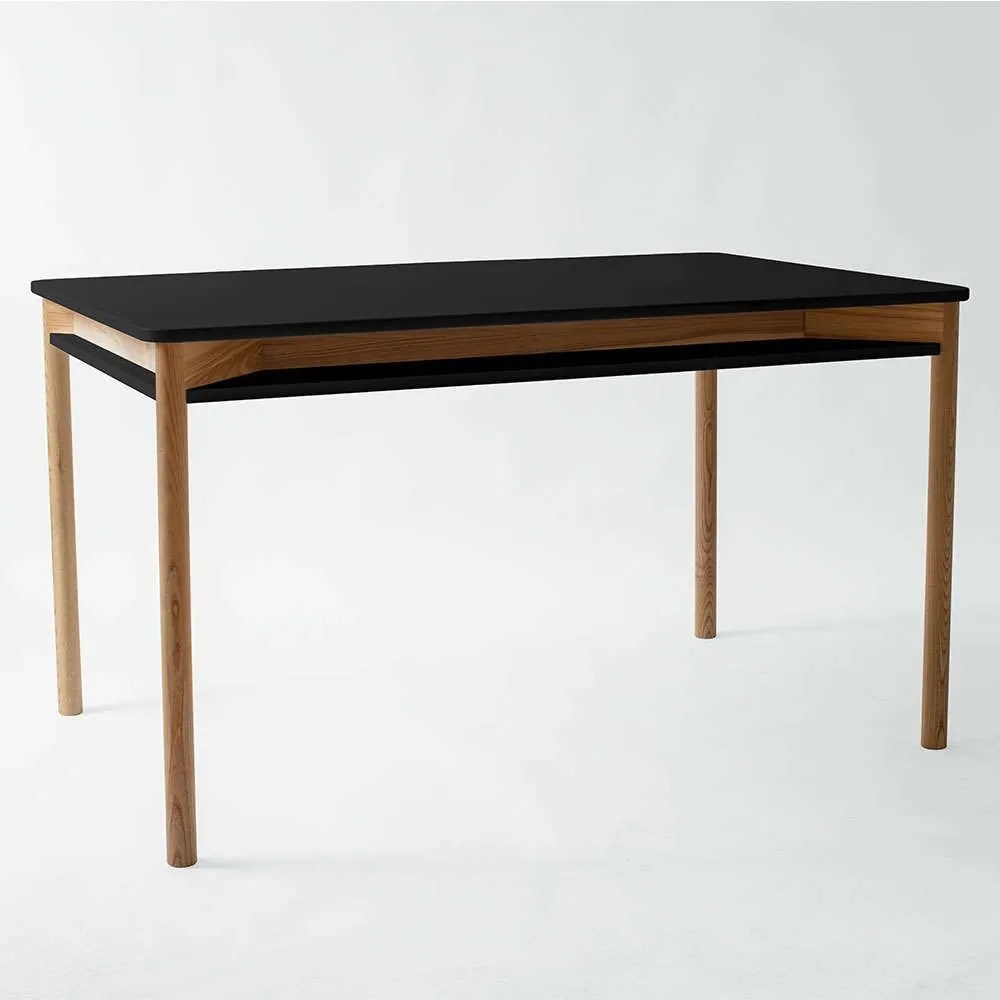 Τραπέζι Επεκτεινόμενο Με Ραφάκι Zeen ZEENEXTBEBLACK 140x90x75/200x90x75cm Black Mdf, Wood