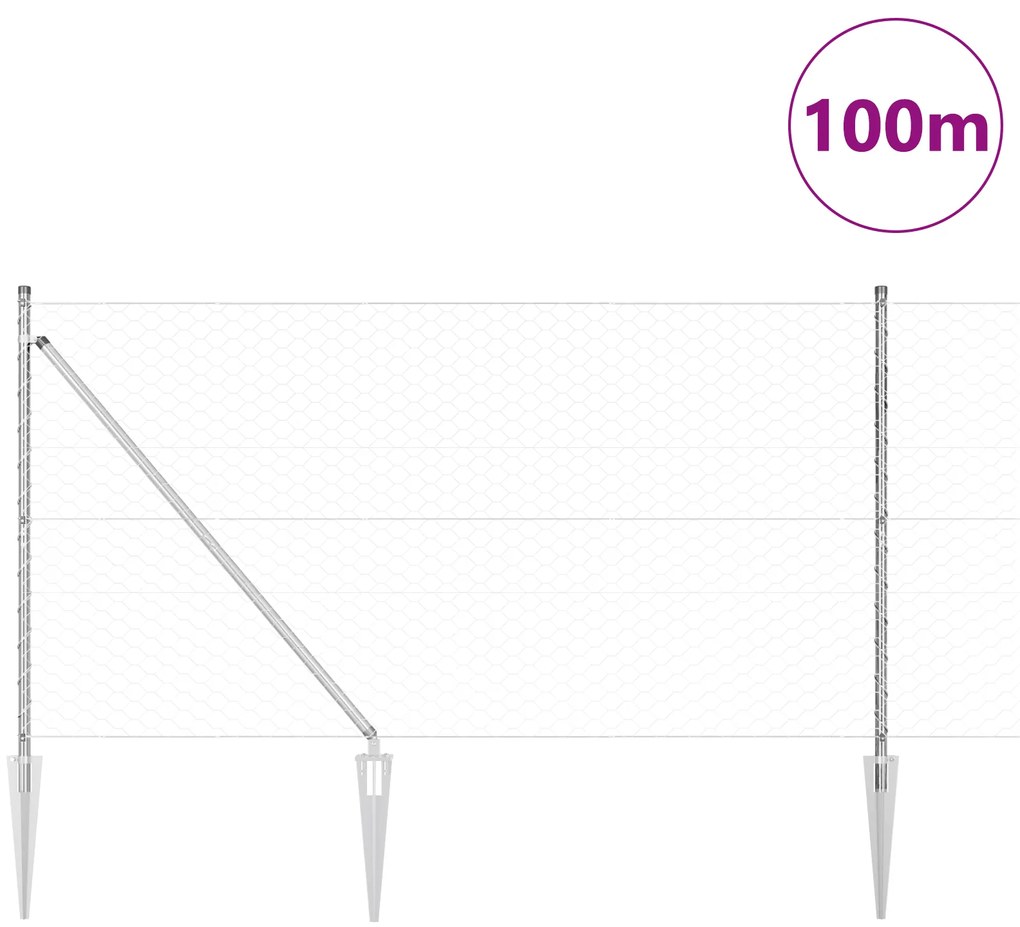 vidaXL Έξιγωνος Φράχτης 1.4x100 μ Γαλβανισμένος Ατσάλι
