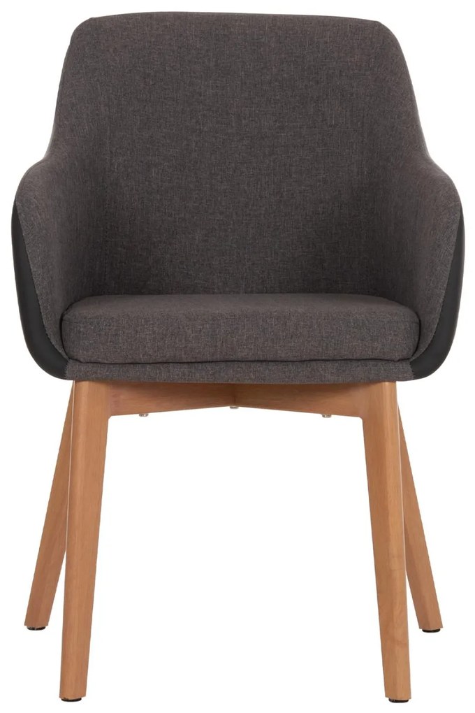 Καρέκλα-Πολυθρόνα BRISTOL με PU Μαύρο και Ύφασμα Γκρί σκούρο 57x59x86Υεκ. 2αδα 57x59x86 εκ.