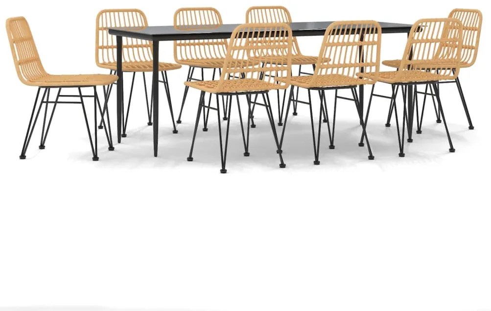 vidaXL Σετ Τραπεζαρίας Κήπου 9 Τεμαχίων από Συνθετικό Ρατάν