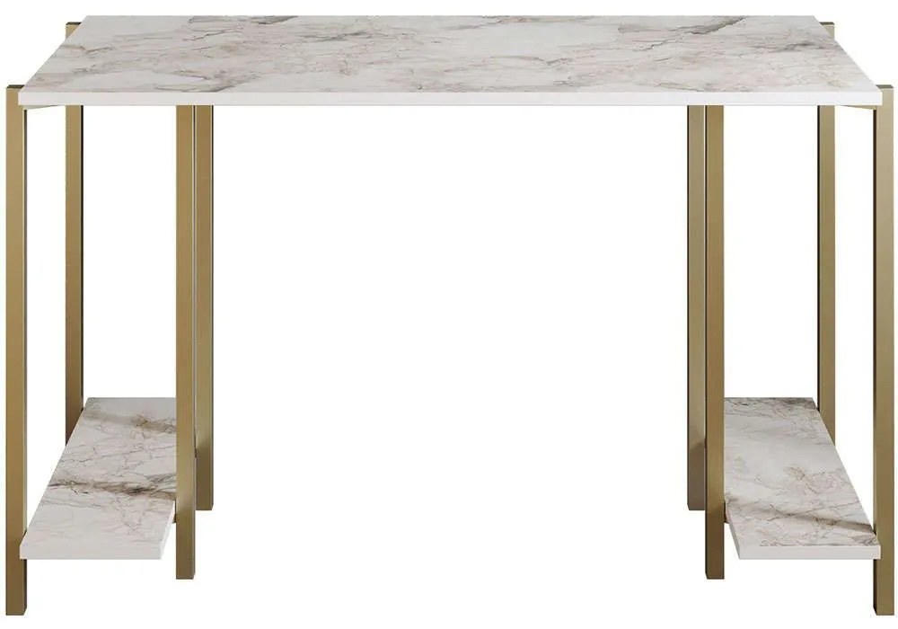 Γραφείο Reader 541HDL1113 125x60x73,8cm Marble Effect White-Gold