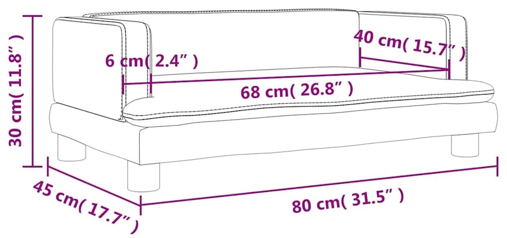 vidaXL Καναπές Παιδικός Μαύρος 80 x 45 x 30 εκ. από Συνθετικό Δέρμα