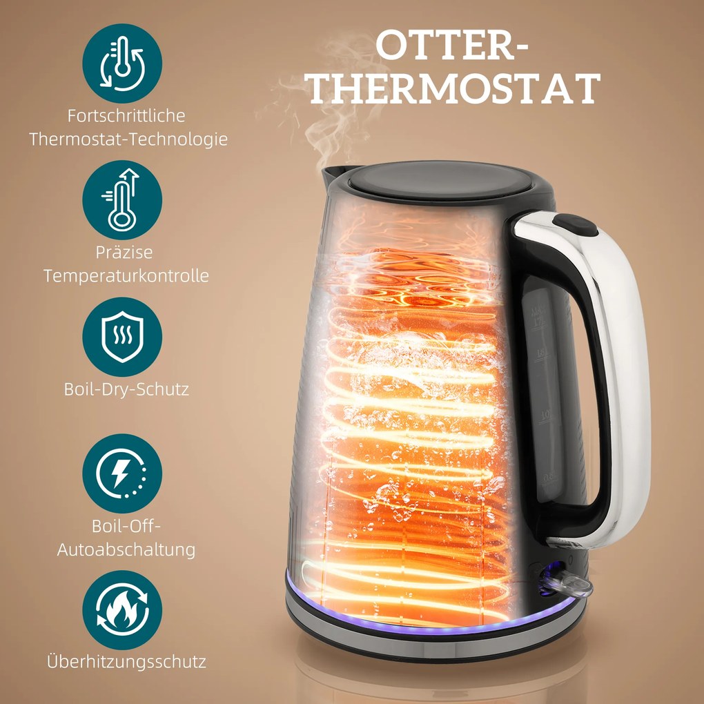 HOMCOM Σετ Βραστήρας &amp; Τοστιέρα, 2200W, Θερμοστάτης Otter, Τοστιέρα 2 θέσεων, 7 Επίπεδα Ψησίματος, Συρτάρι για Ψίχουλα, Μαύρο