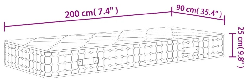 Στρώμα με Pocket Springs Μεσαία Σκληρότητα 90 x 200 εκ. - Λευκό