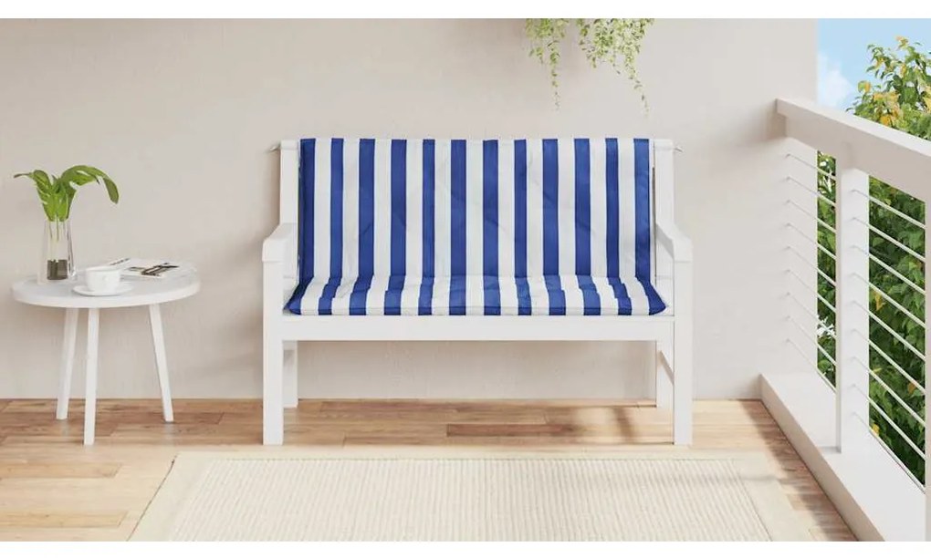 vidaXL Μαξιλάρια Πάγκου 2 τεμ. Μπλε &amp; Λευκό Ριγέ 120x50x7εκ Υφασμάτινα