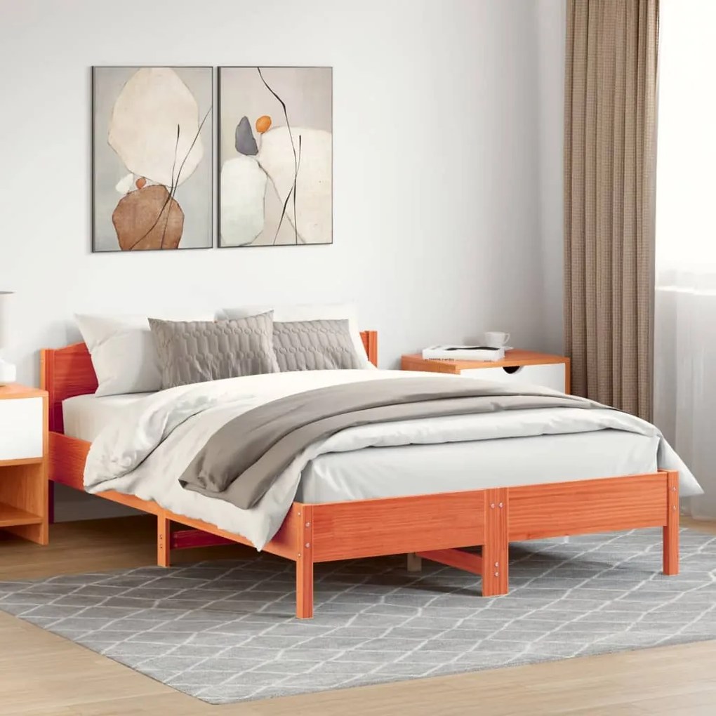 vidaXL Σκελετός Κρεβ. Χωρίς Στρώμα Καφέ Κεριού 150x200 εκ Μασίφ Πεύκο