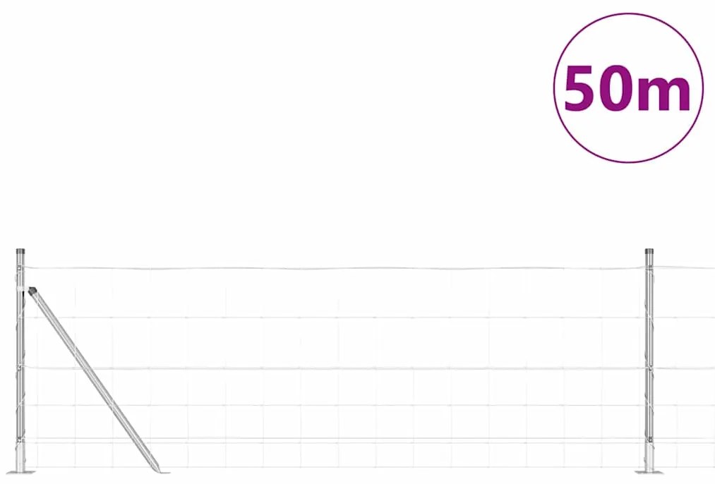vidaXL Περίφραξη αγρού Ασημί 50 x 0.8 m Γαλβανισμένος χάλυβας