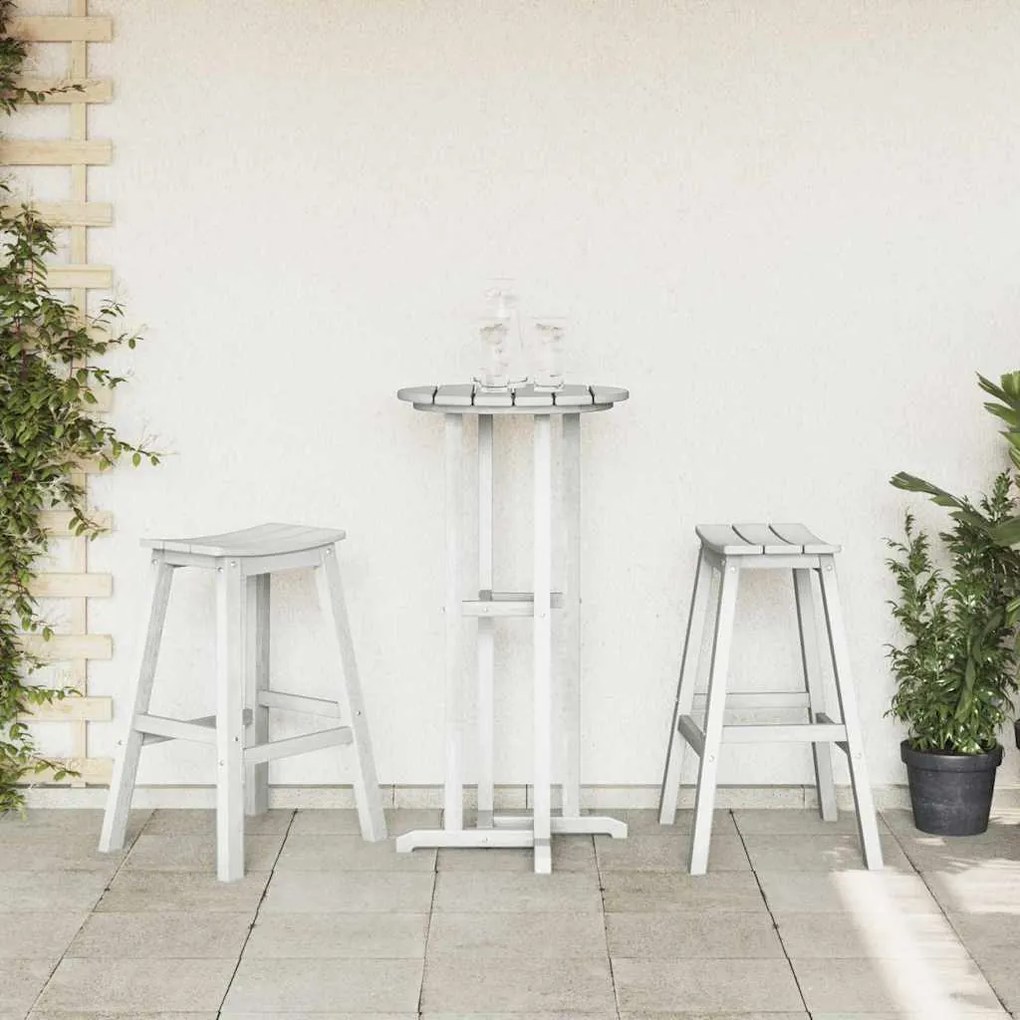 vidaXL Σετ Μπαρ Κήπου 3 pcs Λευκό HDPE
