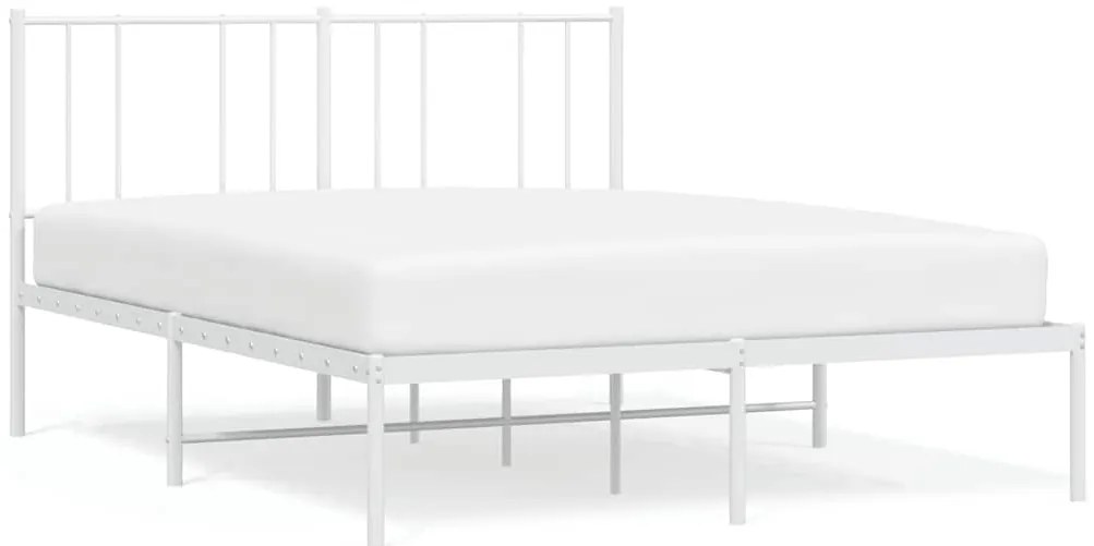vidaXL Πλαίσιο Κρεβατιού με Κεφαλάρι Λευκό 150 x 200 εκ. Μεταλλικό