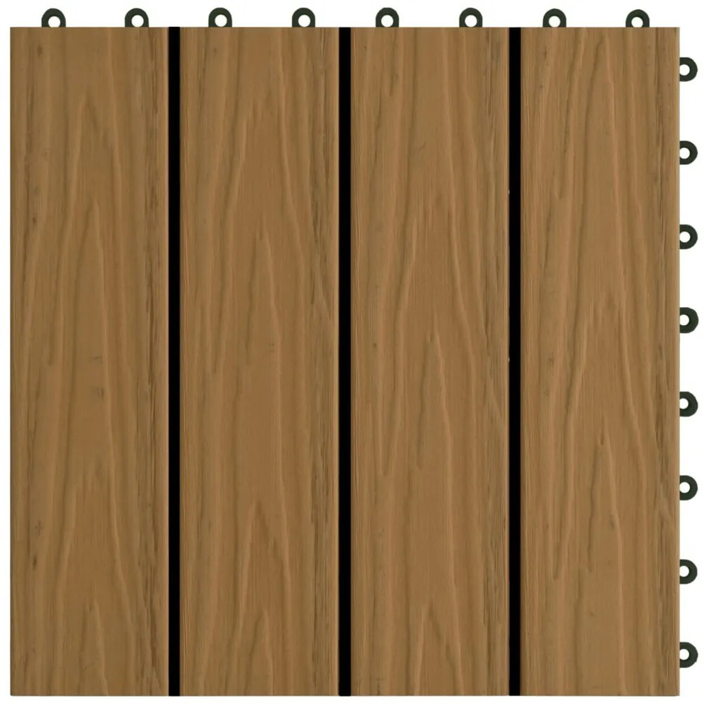 vidaXL Πλακάκια Deck 11 τεμ. Ανάγλυφα Χρώμα Teak 30x30 εκ. 1 μ² WPC