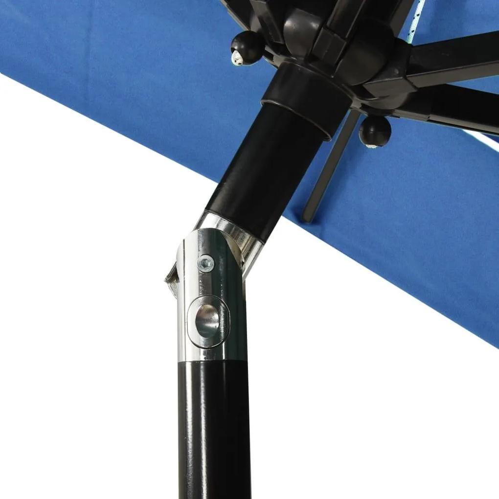 Ομπρέλα 3 Επιπέδων Αζούρ Μπλε 2 x 2 μ. με Ιστό Αλουμινίου - Μπλε
